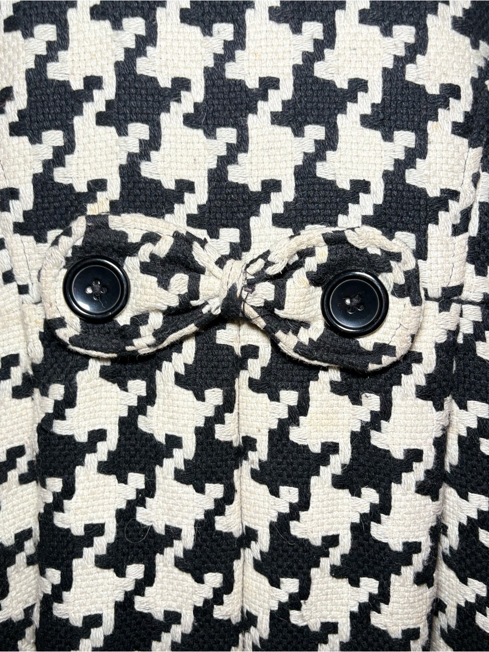 Candie's Cream & Black Houndstooth Peacoat Double Breasted Coat Classic Preppy - Picture 8 of 11
